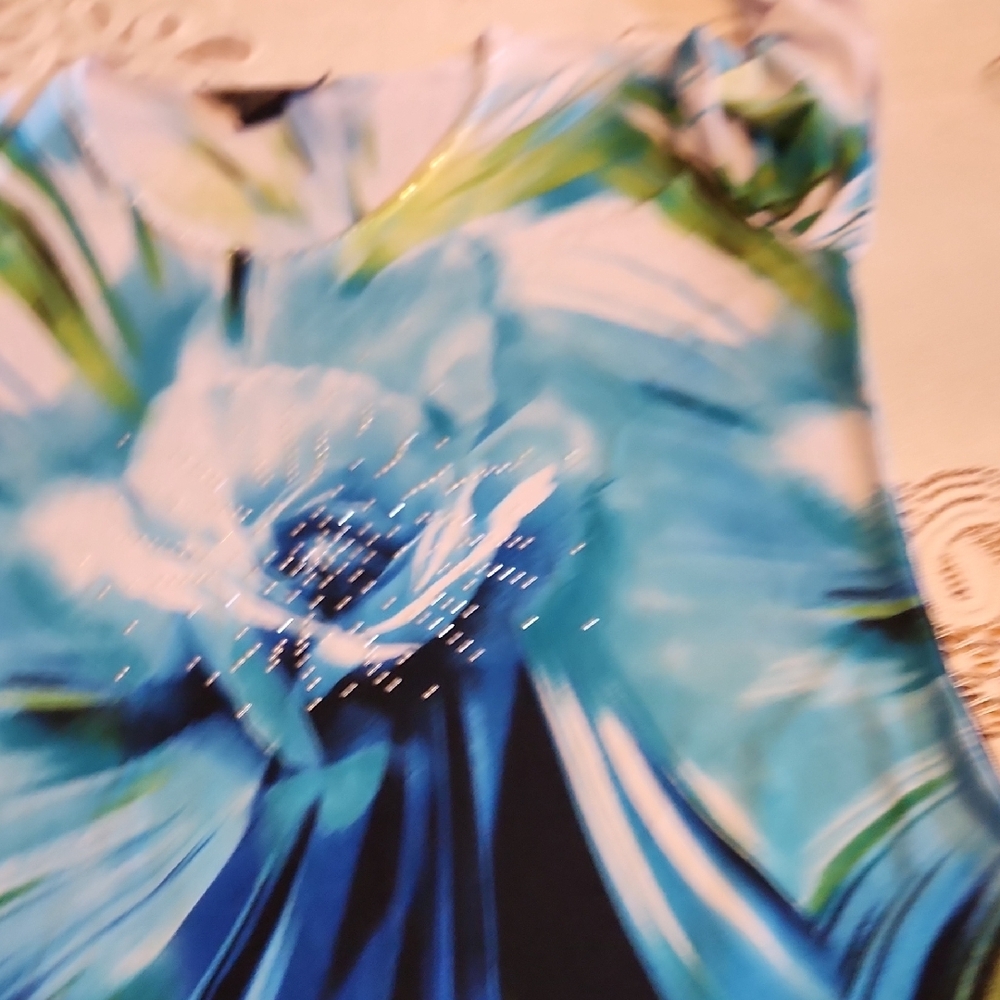 Valentina Blue and White Graphic Blouse - Picture 7 of 8